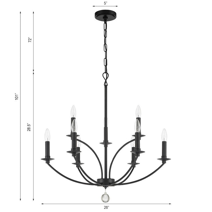 Crystorama Mila Chandelier, Black