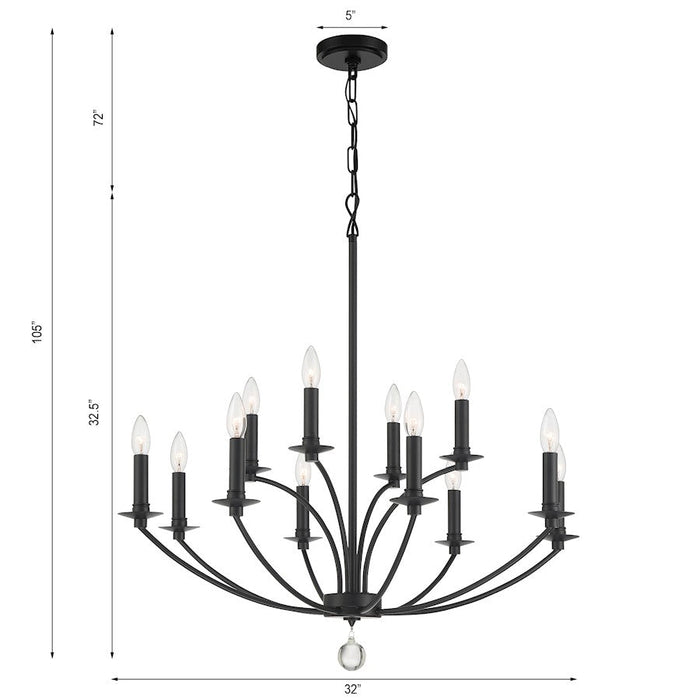 Crystorama Mila Chandelier, Black