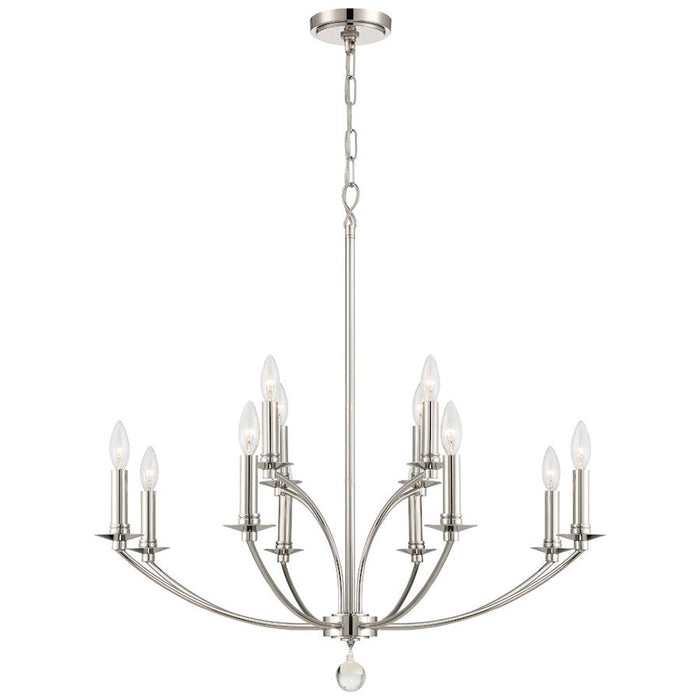 Crystorama Mila 12 Light Chandelier, Polished Nickel - MIL-8012-PN