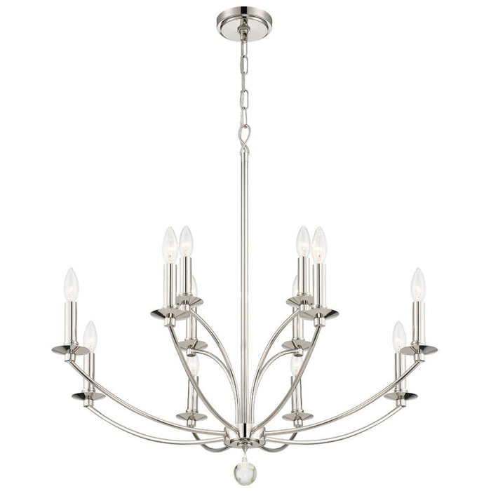 Crystorama Mila Chandelier, Polished Nickel