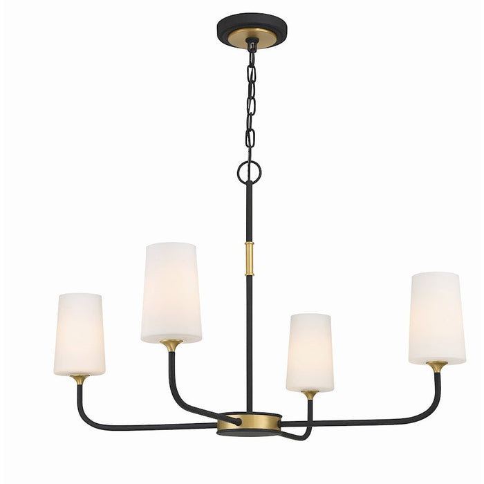 Crystorama Niles 4 Light 34" Chandelier, Black/Gold/White - NIL-70015-BF-MG