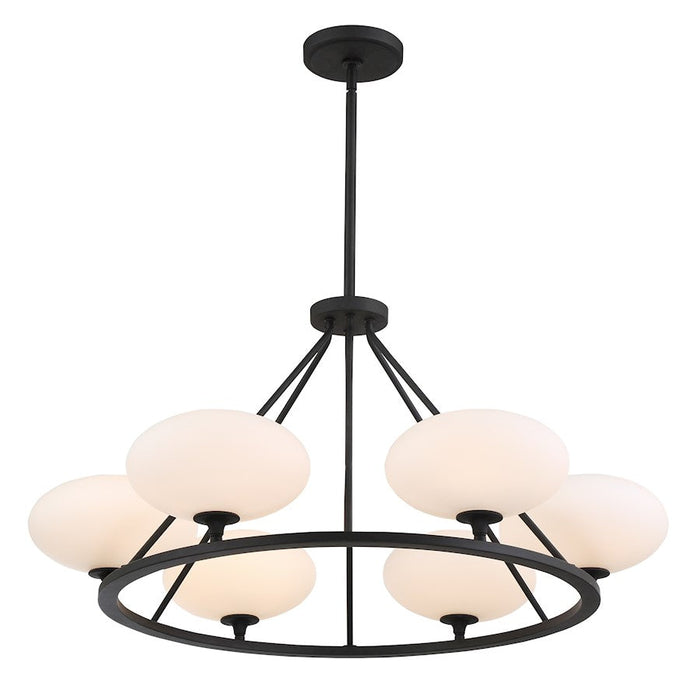 Crystorama Parker 6 Light Chandelier, Black Forged