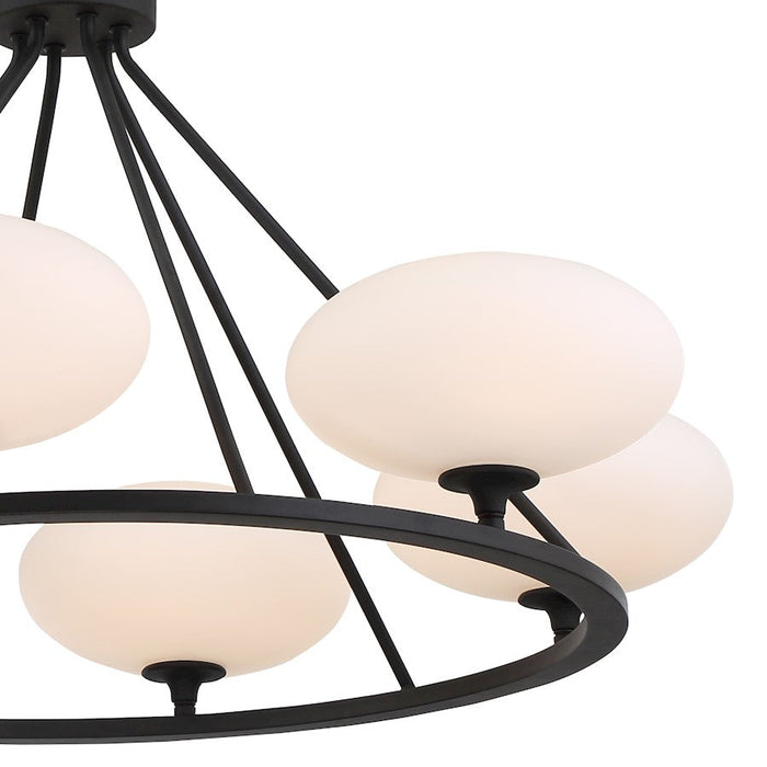 Crystorama Parker 6 Light Chandelier, Black Forged