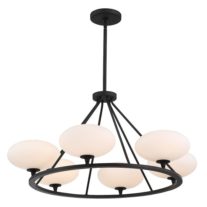 Crystorama Parker 6 Light Chandelier, Black Forged