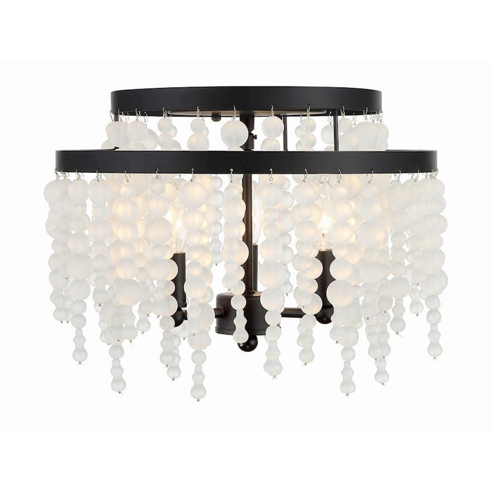 Crystorama Poppy 3 Light Semi Flush Mount, Matte Black - POP-A5073-MK-FR