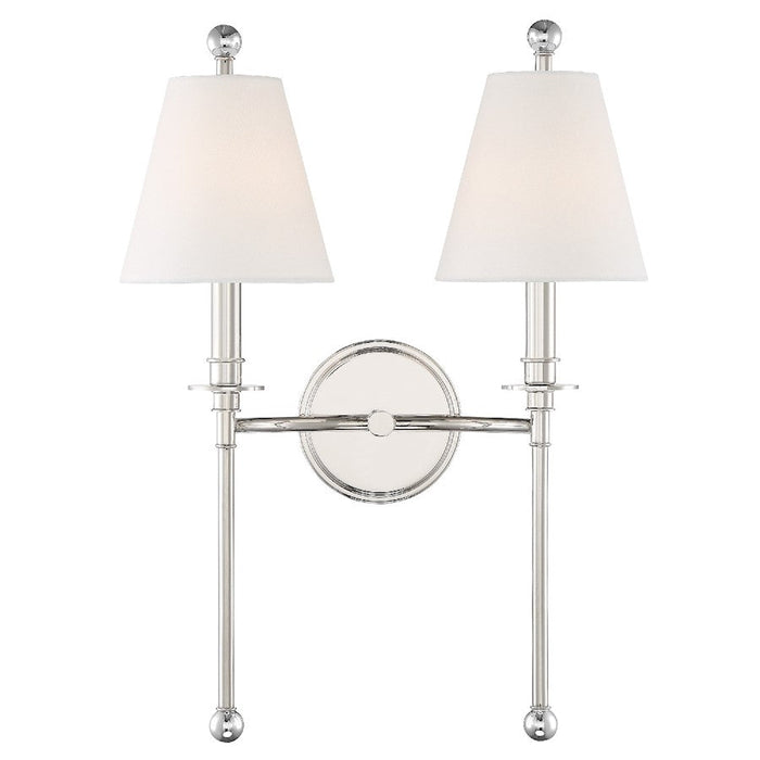 Crystorama Riverdale 2 Light Wall Mount, Polished Nickel - RIV-383-PN