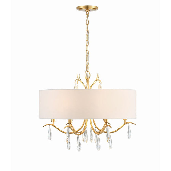 Crystorama Rollins 6 Light Chandelier, Antique Gold/White - ROL-18806-GA