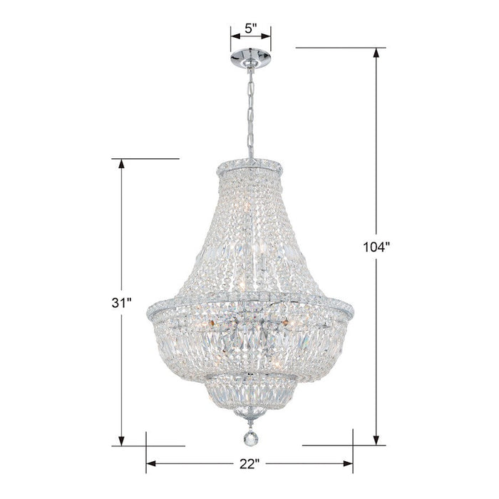 Crystorama Roslyn 9 Light Chandelier, Chrome