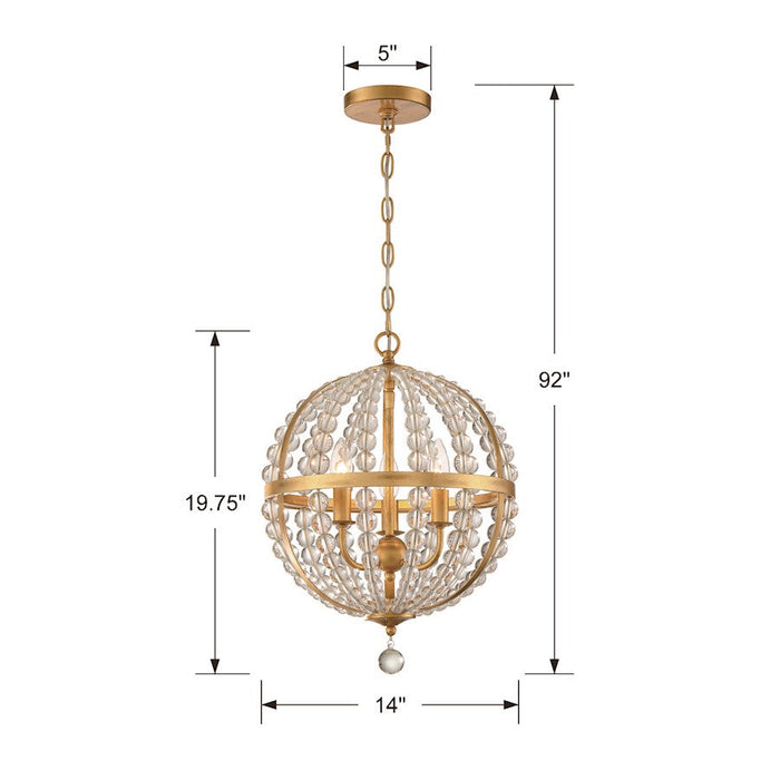 Crystorama Roxy Chandelier, Antique Gold