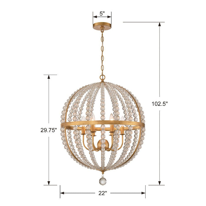 Crystorama Roxy Chandelier, Antique Gold