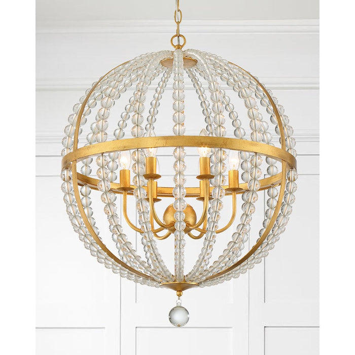 Crystorama Roxy Chandelier, Antique Gold