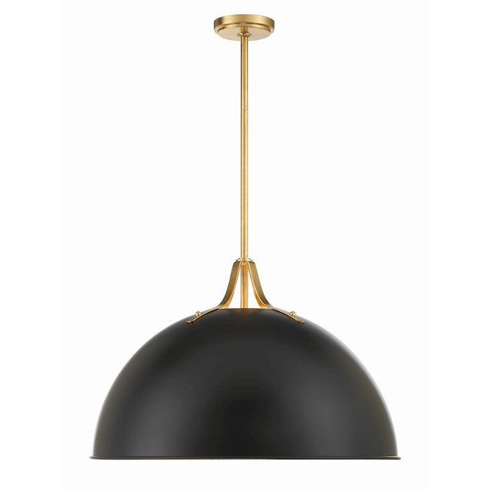 Crystorama Soto 3 Light Pendant, Matte Black/Antique Gold - SOT-18017-MK-GA