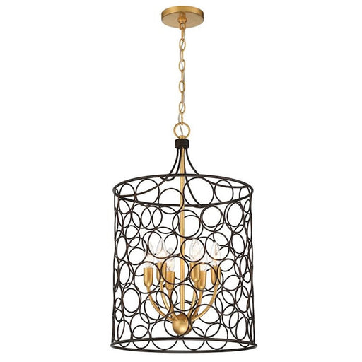 Crystorama Stemmons 6 Light Lantern, Bronze/Antique Gold - STM-B5106-BZ-GA