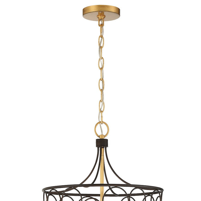 Crystorama Stemmons 6 Light Lantern, Bronze/Antique Gold