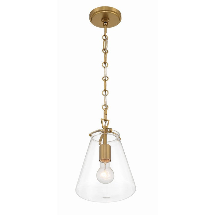 Crystorama Voss 1 Light 11" Mini Pendant, Luxe Gold/Clear Glass