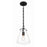 Crystorama Voss 1 Light 11" Mini Pendant, Matte Black/Clear Glass