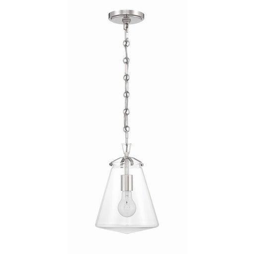 Crystorama Voss 1 Light 11" Mini Pendant, Polished Nickel/Clear Glass