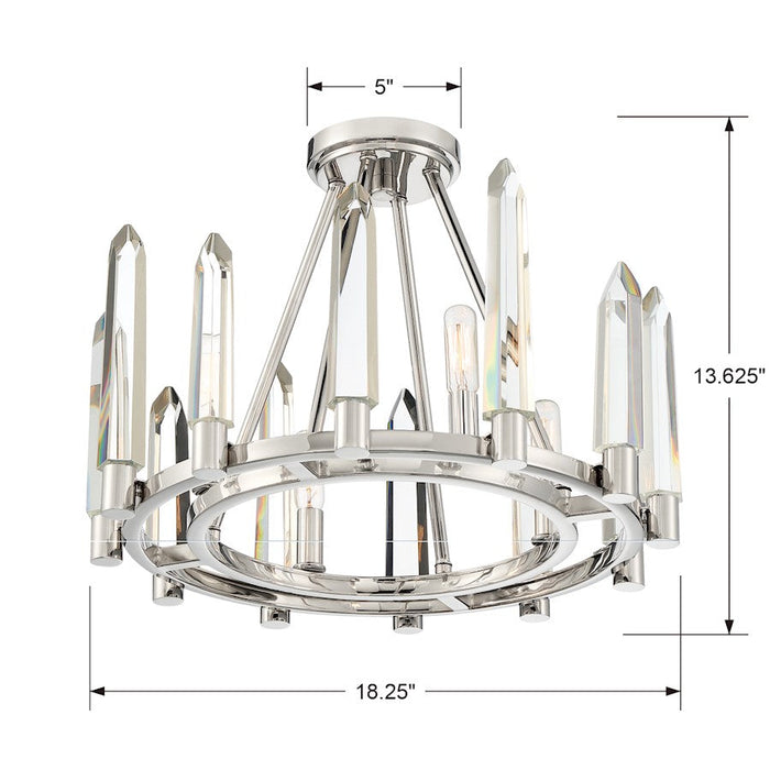 Crystorama Watson 4 Light Ceiling Mount, Polished Nickel