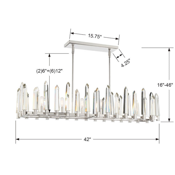 Crystorama Watson Chandelier, Polished Nickel