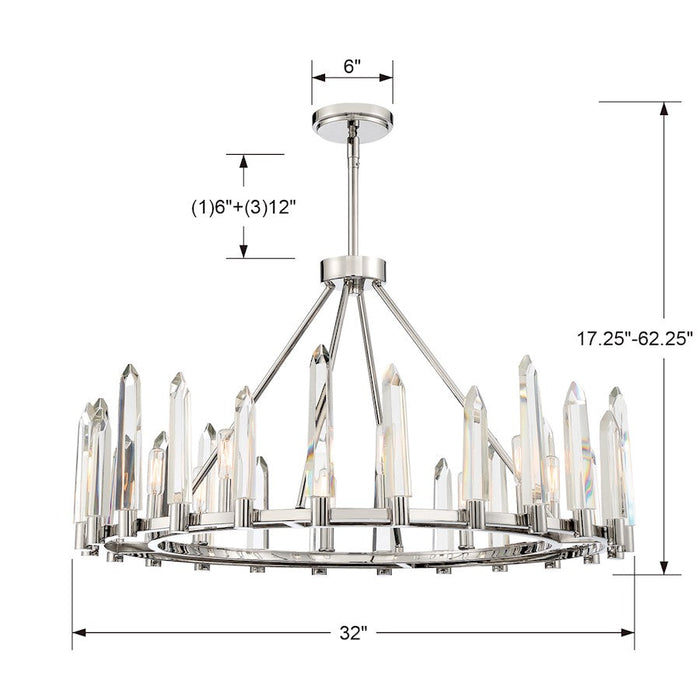 Crystorama Watson Chandelier, Polished Nickel