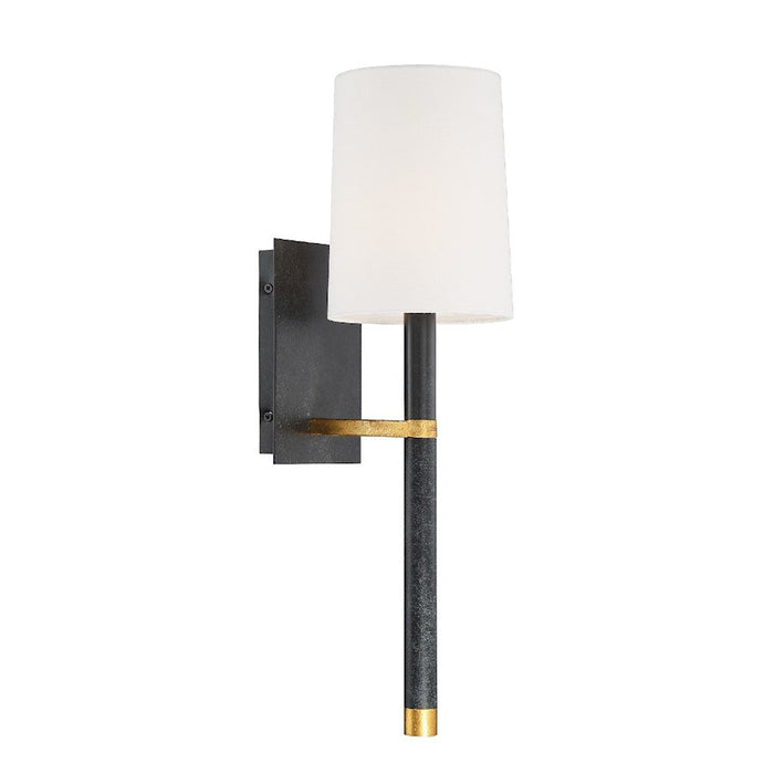 Crystorama Weston 1 Light Wall Mount, Black/Antique Gold