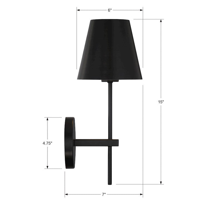 Crystorama Xavier 1 Light Wall Sconce, Black/White