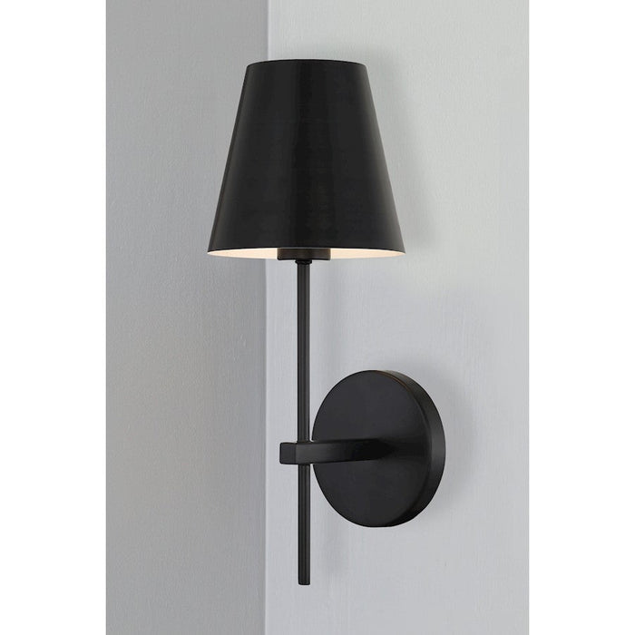 Crystorama Xavier 1 Light Wall Sconce, Black/White