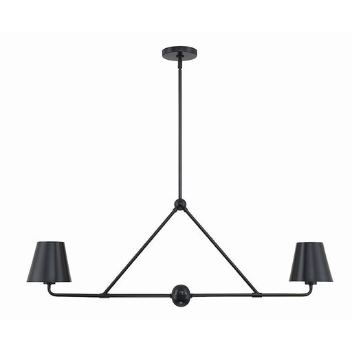 Crystorama Xavier 2 Light Chandelier, Matte Black/Black & White - XAV-B9302-MK