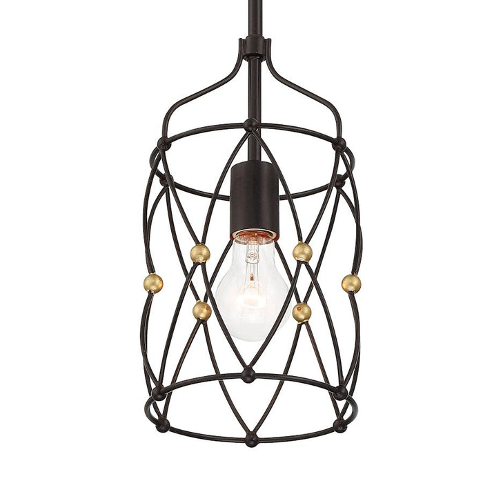 Crystorama Zucca 1 Light Pendant, English Bronze/Antique Gold