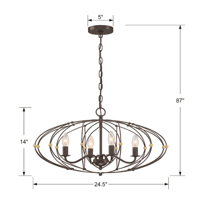 Crystorama Zucca Chandelier, English Bronze