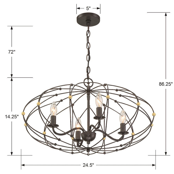 Crystorama Zucca Chandelier, English Bronze