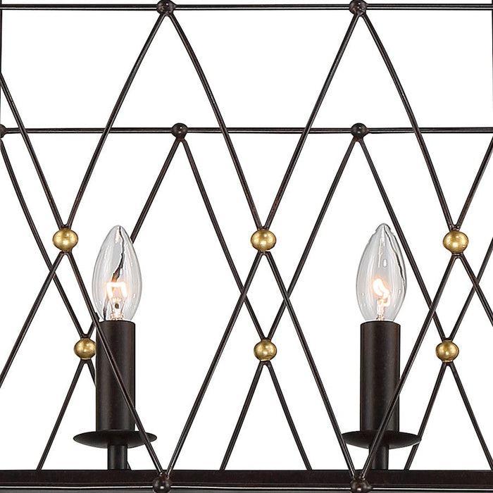 Crystorama Zucca 6 Light Chandelier, English Bronze/Antique Gold