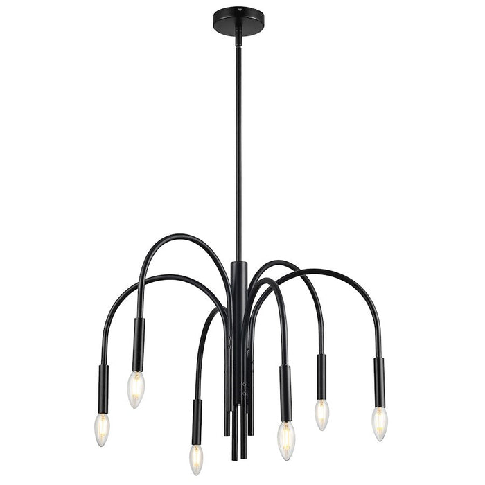 Dainolite Callway 6 Light Incandescent Chandelier, Matte Black - CLY-246C-MB