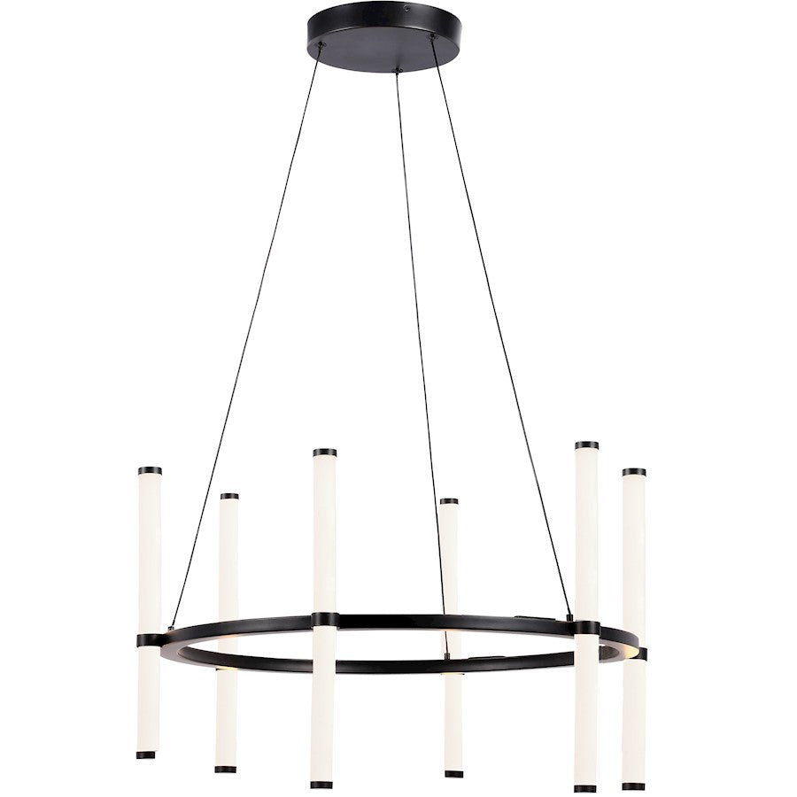 Dainolite Corvette 6 Light 36W Chandelier, Black/White Acrylic - CVT-2436C-MB