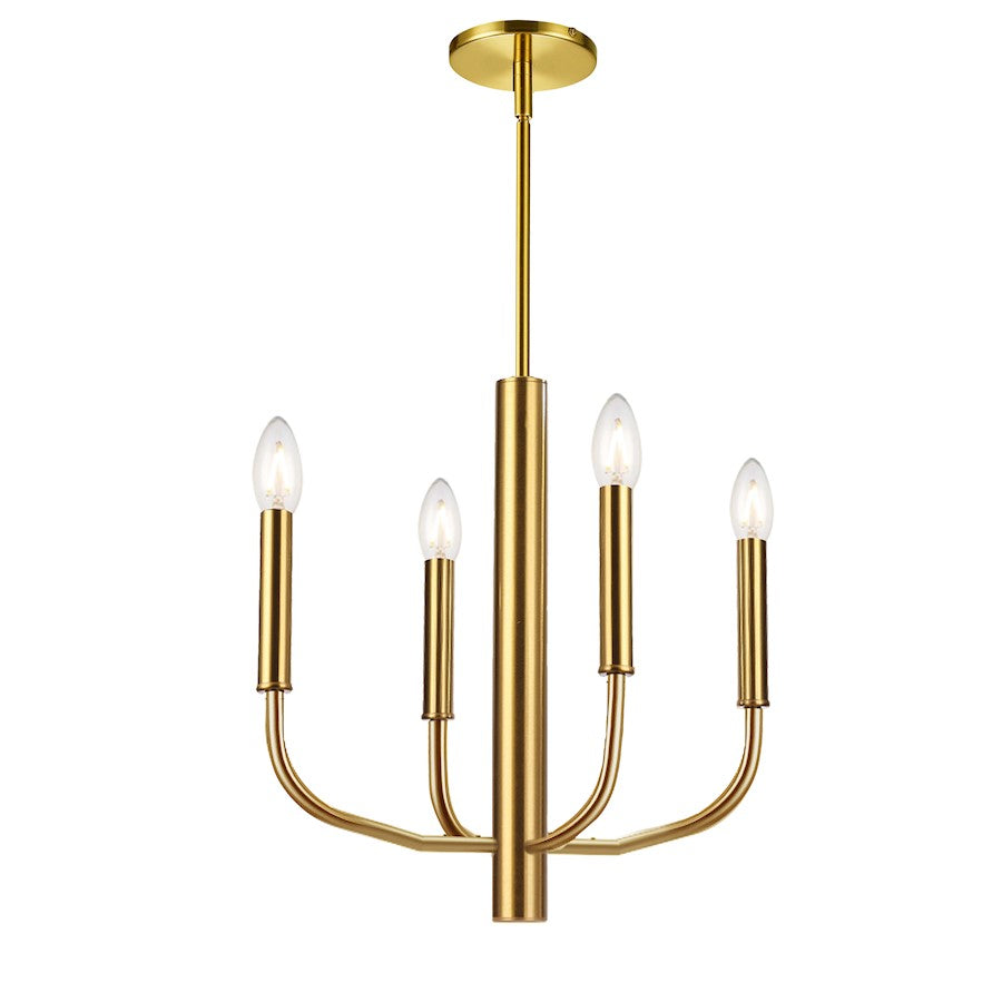 Dainolite Eleanor 4 Light Incandescent Chandelier, Aged Brass - ELN-164C-AGB