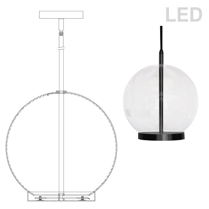 Dainolite Picotas 1 Light 15W Pendant, Matte Black/Clear - PTS-1215LEDP-MB