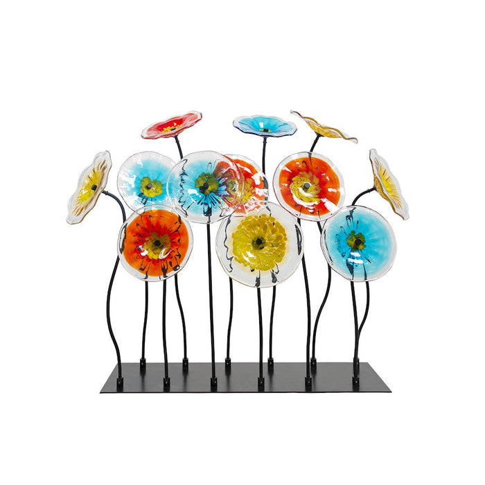 Dale Tiffany 12 PC Flower Garden Handcrafted Art Glass Stand, Black - AS19276