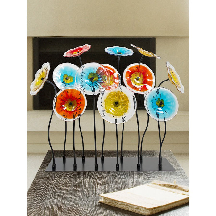 Dale Tiffany Flower Garden Handcrafted Art Glass Stand, Black