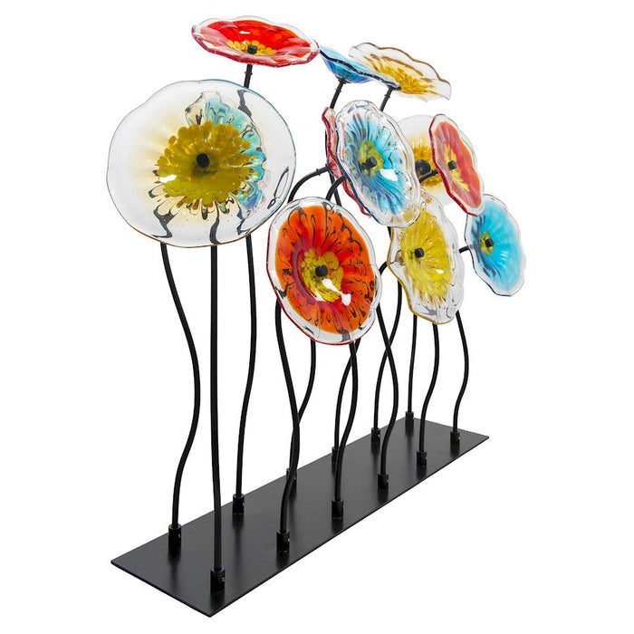 Dale Tiffany Flower Garden Handcrafted Art Glass Stand, Black