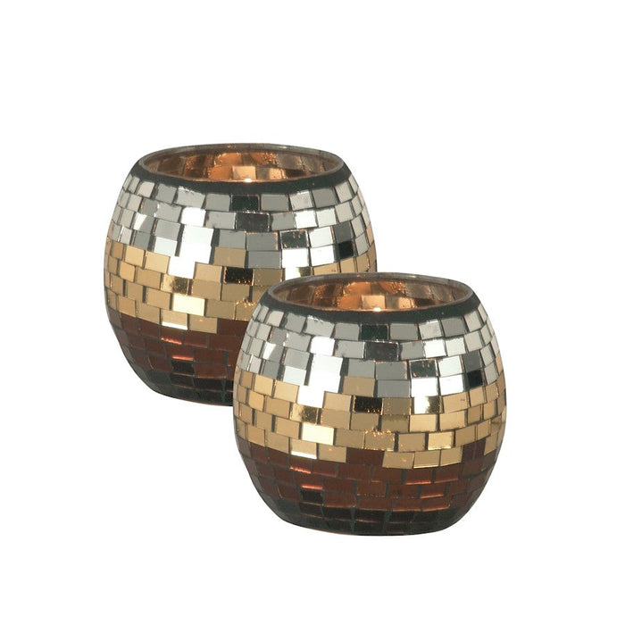 Dale Tiffany Chalet 2 PC Mosaic Candle Holder Votives - AV10725