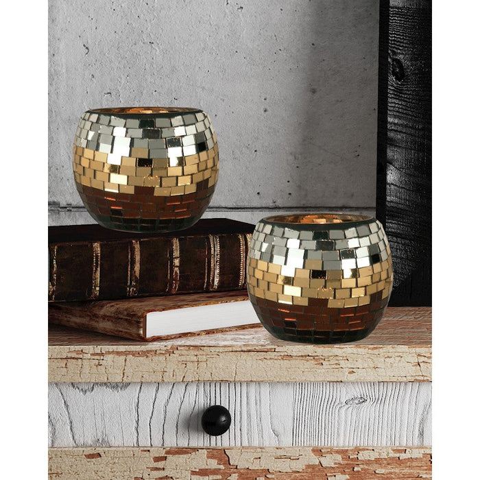 Dale Tiffany Chalet 2 PC Mosaic Candle Holder Votives