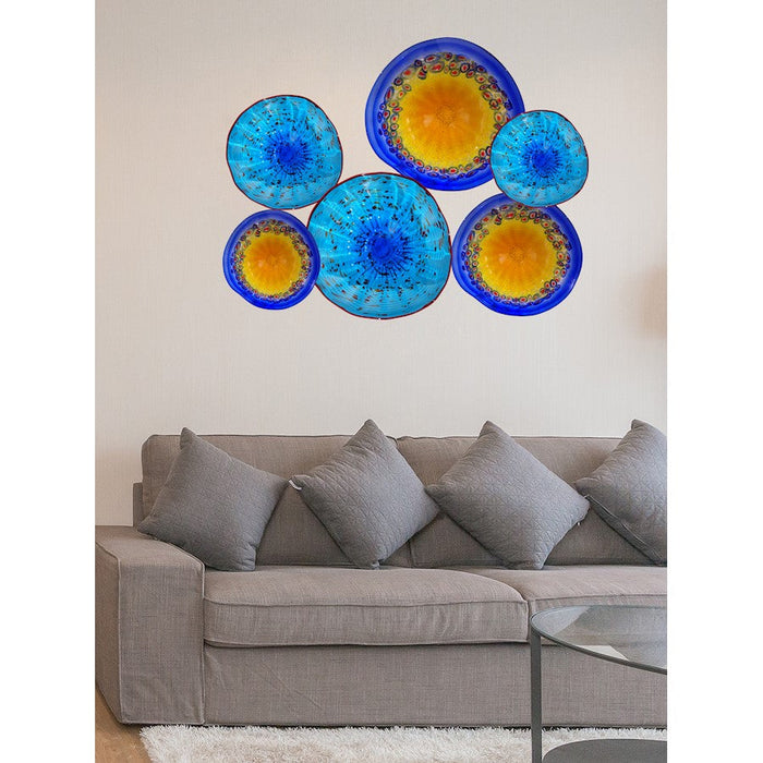 Dale Tiffany Amallia 6 Plate Hand Blown Art Glass Collage Wall Decor