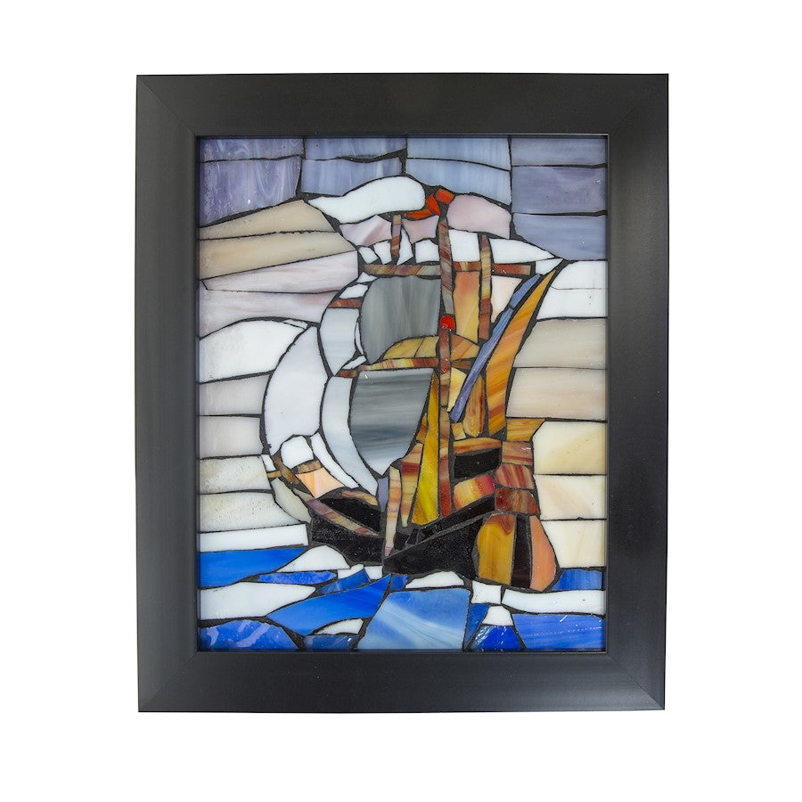 Dale Tiffany Sailboat Mosaic Art Glass 8" Wall Panel - M0001S