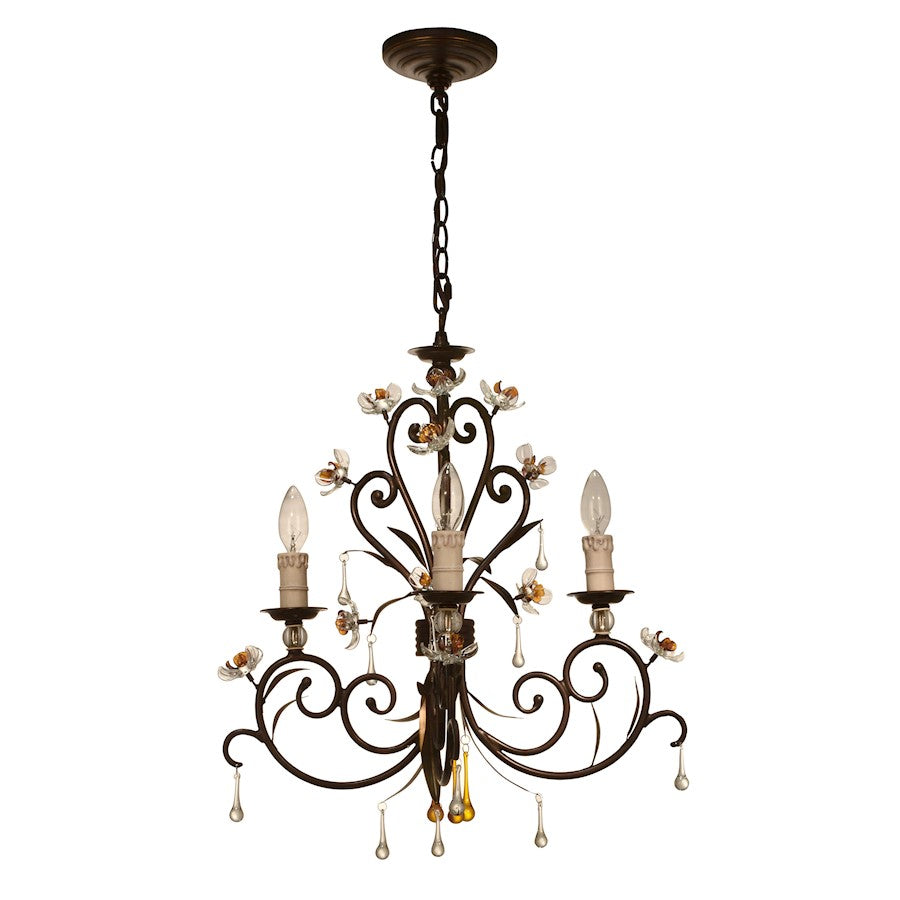 Dale Tiffany Monticello 3 Light/Budding Flower Chandelier, Bronze - SPH11051