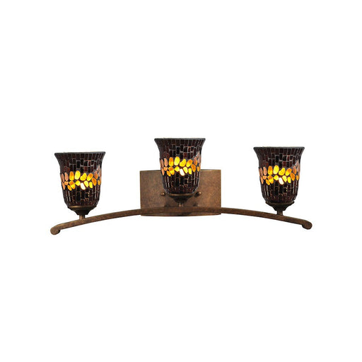 Dale Tiffany Albion 3 Light Mosaic Vanity Light, Golden Antique Bronze - TW14255