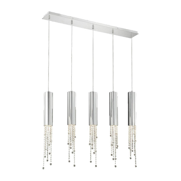 Eurofase Groove 5-Light Pendant, Chrome/Clear - 20417-017