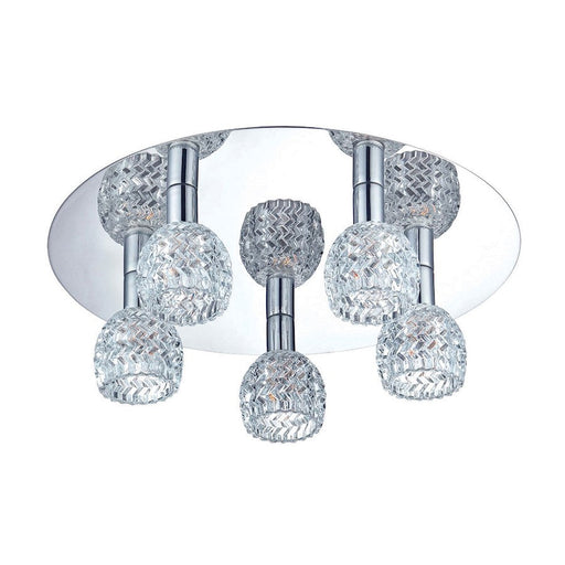 Eurofase Wave 5-Light Flushmount, Chrome/Clear - 25731-019