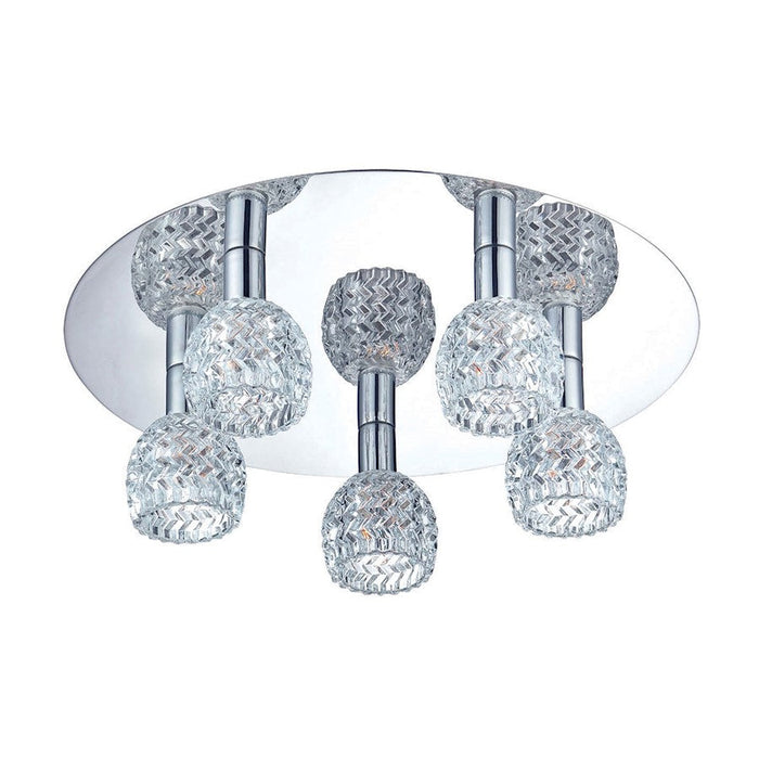 Eurofase Wave 5-Light Flushmount, Chrome/Clear - 25731-019