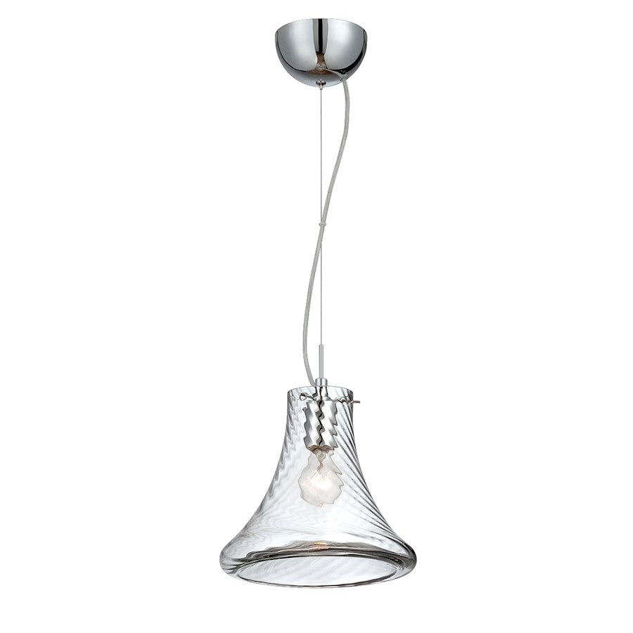 Eurofase Bloor 1-Light Small Pendant, Chrome/Clear - 26250-014