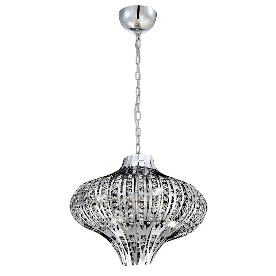 Eurofase Monica 6-Light Chandelier, Chrome/Chrome/Clear - 26330-013